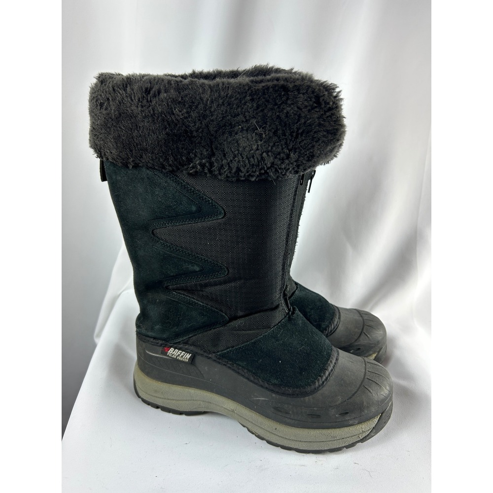 Baffin Polar Proven Suede Snow Boots Black Faux Fur Winter Gorpcore Utility 9